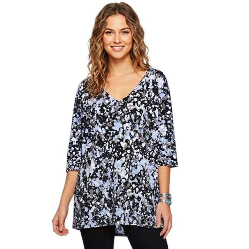 Leota Women’s Blouse Sz Plus 3L Short Sleeve Floral Boho Chic Bohemian Casual